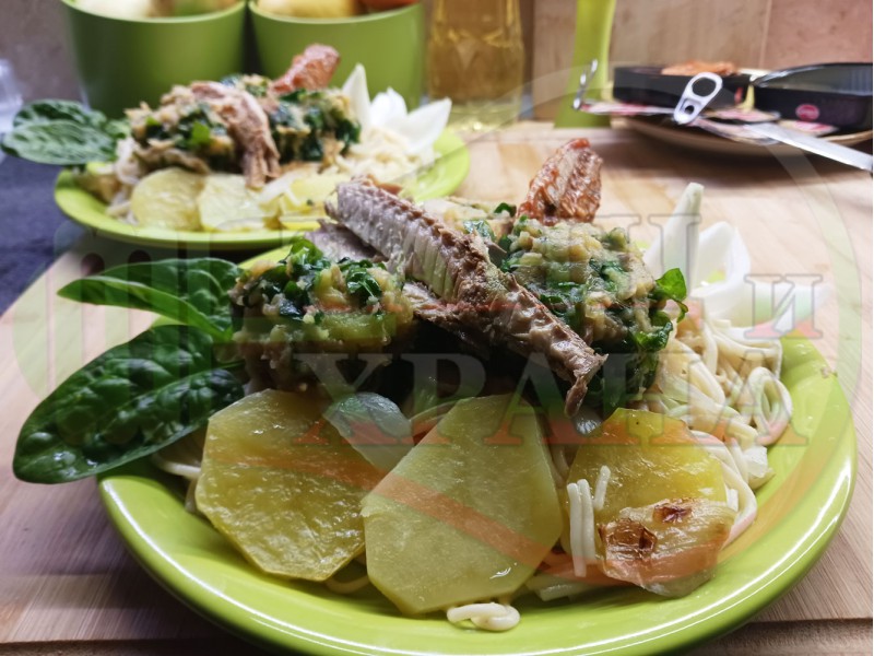 Рибни спагети на фурна 